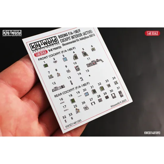 Kits World Kw3d1481093 1/48 Cockpit Interior Boeing F/A-18e/F Super Hornet Hobby Boss 85813