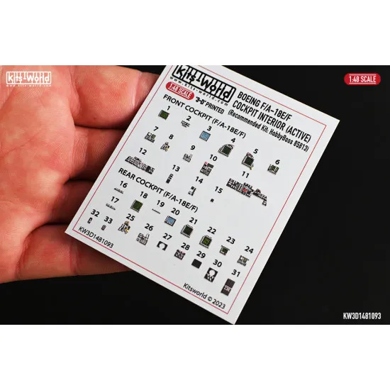 Kits World Kw3d1481093 1/48 Cockpit Interior Boeing F/A-18e/F Super Hornet Hobby Boss 85813