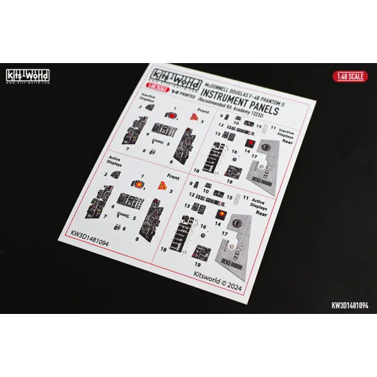 Kitsworld Kw3d1481094 1/48 Instrument Panel Mcdonnell Douglas F-4b Phantom Ii Academy 12232