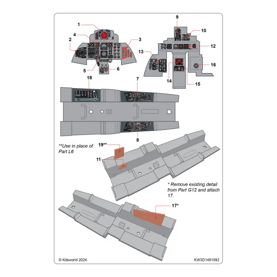 Kitsworld Kw3d1481094 1/48 Instrument Panel Mcdonnell Douglas F-4b Phantom Ii Academy 12232