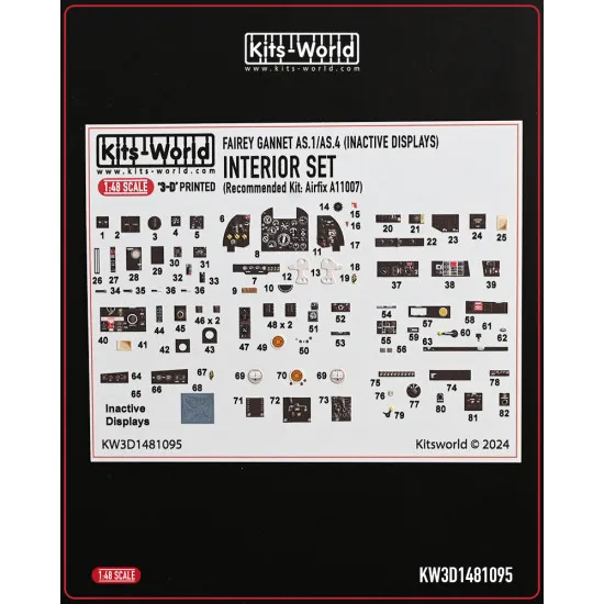 Kitsworld Kw3d1481095 1/48 Interior Set Fairey Gannet As.1/As.4 Inactive Displays