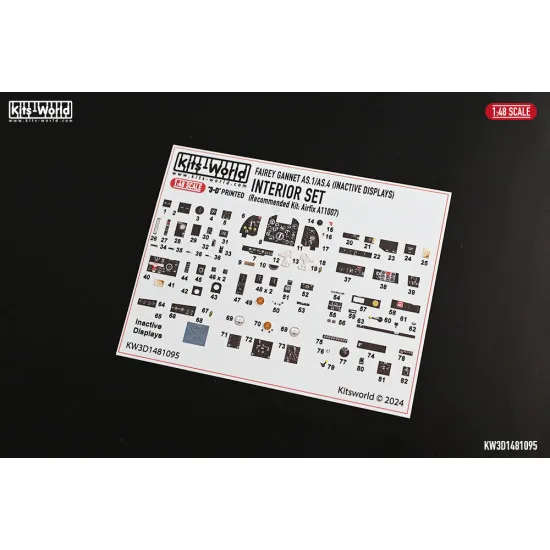 Kitsworld Kw3d1481095 1/48 Interior Set Fairey Gannet As.1/As.4 Inactive Displays