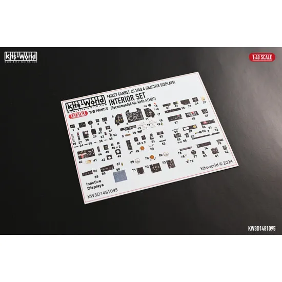 Kitsworld Kw3d1481095 1/48 Interior Set Fairey Gannet As.1/As.4 Inactive Displays