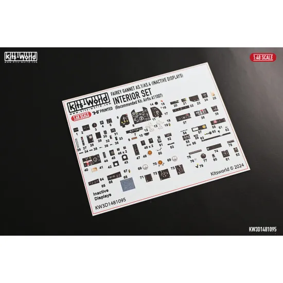 Kitsworld Kw3d1481095 1/48 Interior Set Fairey Gannet As.1/As.4 Inactive Displays