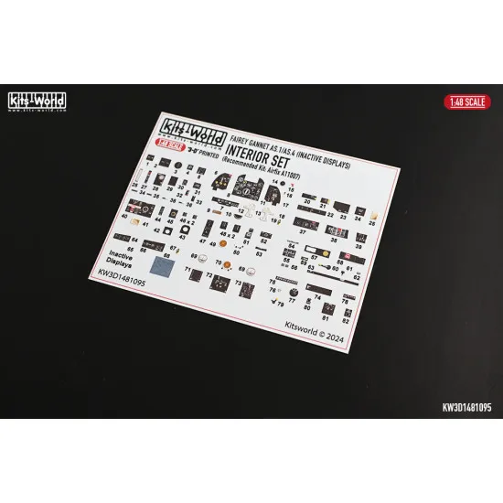 Kitsworld Kw3d1481095 1/48 Interior Set Fairey Gannet As.1/As.4 Inactive Displays