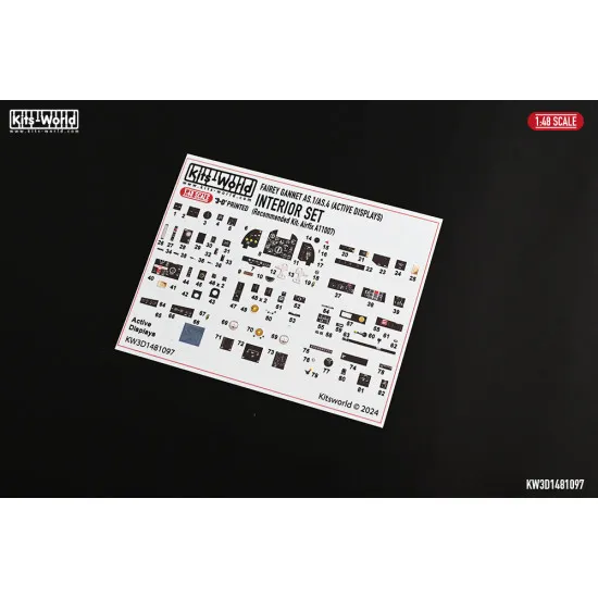 Kits World Kw3d1481097 1/48 Interior Set Fairey Gannet As.1/As.4 Active Displays Airfix A11007