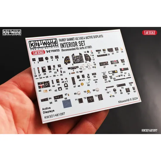 Kits World Kw3d1481097 1/48 Interior Set Fairey Gannet As.1/As.4 Active Displays Airfix A11007