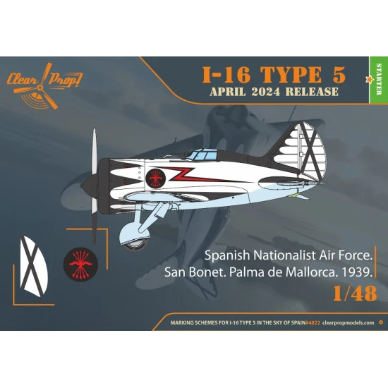 Clear Prop 4822 1/48 I 16 Type 5 In The Sky Of Spain Late Version Plastic Model