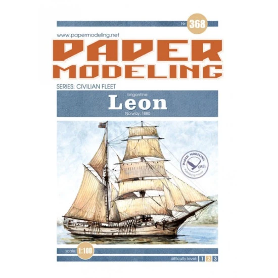Orel 368 1/100 Brigantine Leon Norway 1880 Series Civil Navy Paper Model Kit