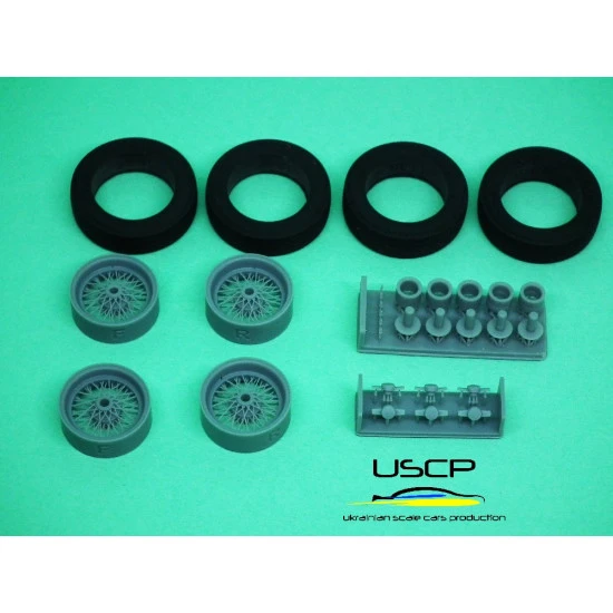 Uscp 24p175 1/24 16 Inch Italian Wire Wheels With Tires For 250 Testa Rossa For Hasegawa Kits 21219, 20242, 20246