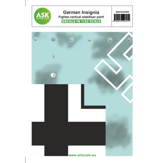 Ask D32006 1/32 German Insignia Part I Fighter Aircraft Vertical Stabilizer