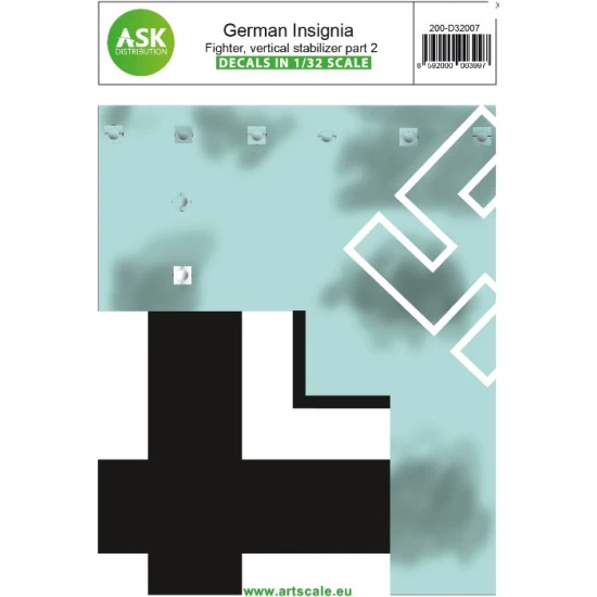 Ask D32007 1/32 German Insignia Part Ii Fighter Aircraft Vertical Stabilizer