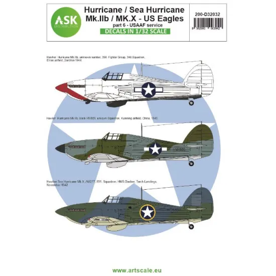 Ask D32032 1/32 Decal For Hawker Hurricane Mk.iib / Mk.x Part 6 Us Eagles Ask D32032 1/32 Decal For Hawker Hurricane Mk.iib / Mk.x Part 6 Us Eagles
