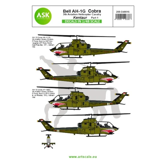 Ask D48016 1/48 Bell Ah-1g Cobra Kentaur 3th Aviation Helicopter Cavalry Part 1
