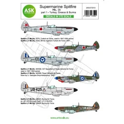 Ask D72010 1/72 Decal For Spitfire Mk.ixc And Mk.ixe Part 1 Greece Turkiye Burma