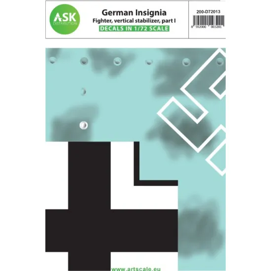 Ask D72013 1/72 German Insignia Fighter Aircraft 1937-1945 Vertical Stabilizer