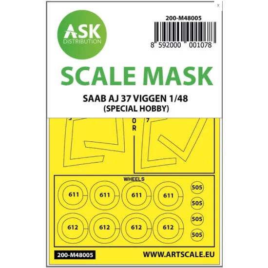Ask M48005 1/48 Painting Mask For Saab Aj 37 Viggen For Special Hobby