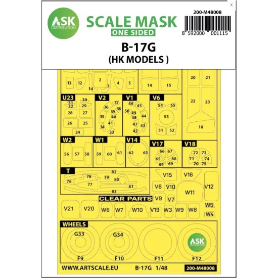 Ask M48008 1/48 Painting Mask For B-17g Flying Fortress Outside For Hk Models