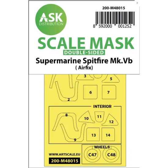 Ask M48015 1/48 Double-sided Painting Mask For Spitfire Mk.vb For Airfix