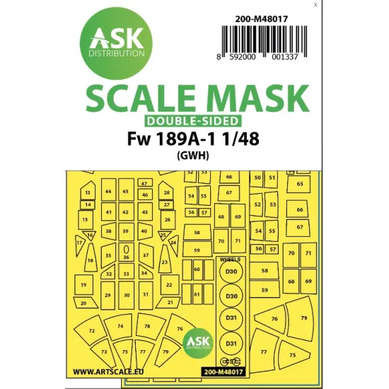 Ask M48017 1/48 Double-sided Painting Mask For Focke Wulf Fw 189 For Great Wall Hobby
