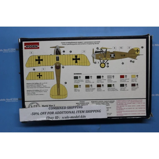 Roden 022 1/72 Albatros D.iii Oeffag S.53.2 German Biplane Wwi Model Kit