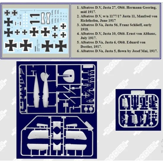 Roden 032 1/72 Albatros D.v/D.va German Fighter Biplane Wwi Model Kit