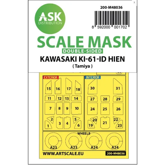 Ask M48036 1/48 Double-sided Painting Mask Kawasaki Ki-61-id Hien For Tamiya