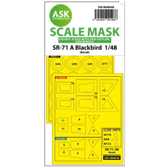 Ask M48048 1/48 Double-sided Painting Mask Sr-71 A Blackbird For Revell