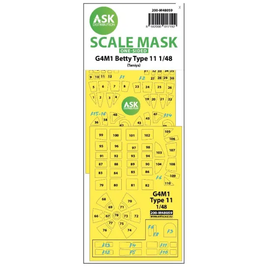 Ask M48059 1/48 One-sided Painting Mask For G4m1 Betty Type 11 For Tamiya