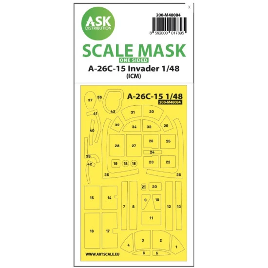Ask M48084 1/48 Double-sided Painting Mask A-26c-15 Invader For Icm