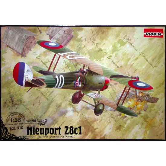 Roden 616 1/32 Nieuport 28c1 French Fighter-biplane Wwi Plastic Model Kit