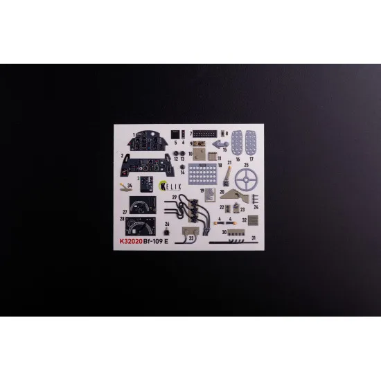 Kelik K32020 1/32 Bf 109 E Interior 3d Decal With 3d Printed Parts For Trumpeter Kit