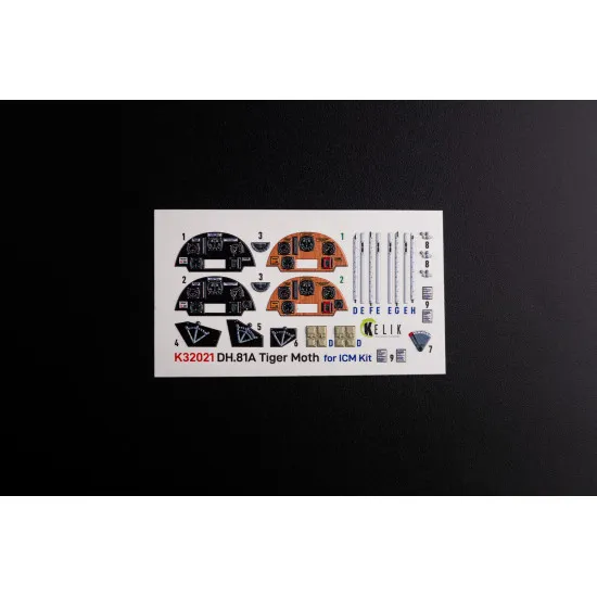 Kelik K32021 1/32 Dh.81a Tiger Moth Interior 3d Decal For Icm Kit