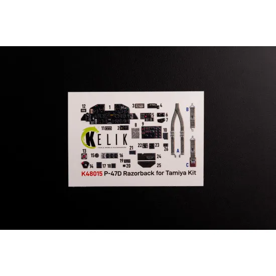 Kelik K48015 1/48 P 47d Razorback Interior 3d Decals For Tamiya Kit