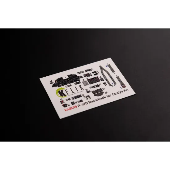 Kelik K48015 1/48 P 47d Razorback Interior 3d Decals For Tamiya Kit