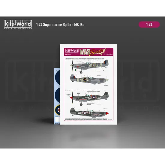 Kits World Kw124002 1/24 Decal And Mask Supermarine Spitfire Mk Ixc For Airfix
