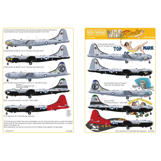 Kits World Kw144008 1/144 Decal For B-29 Super Fortress Accessories For Aircraft