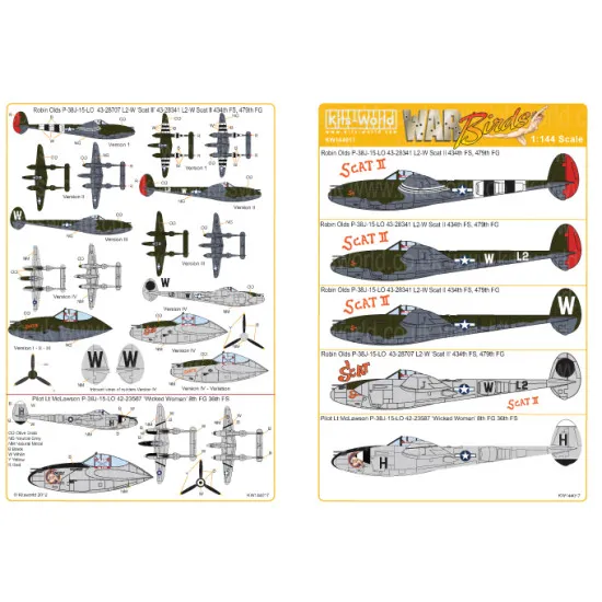 Kits World Kw144017 1/144 Decal For P-38 Lightnings Accessories For Aircraft