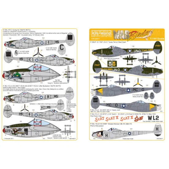 Kits World Kw144017 1/144 Decal For P-38 Lightnings Accessories For Aircraft