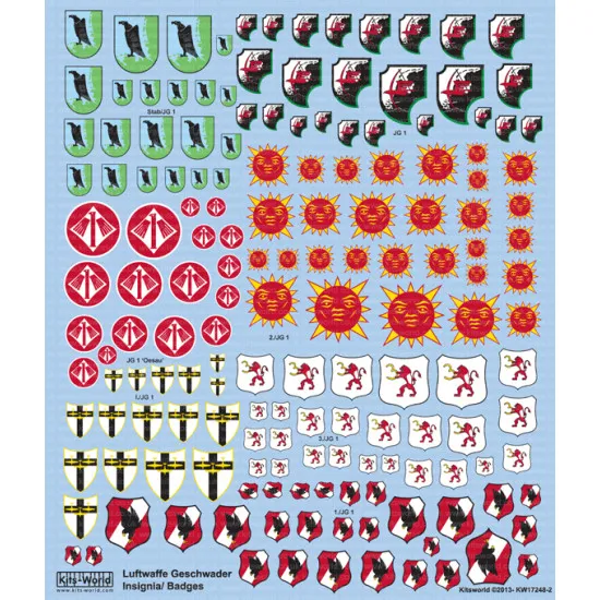 Kits World Kw17248-2 1/72 Decal For German Luftwaffe Geschwader Insignia Kits World Kw17248-2 1/72 Decal For German Luftwaffe Geschwader Insignia