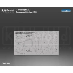 Kits World Kwm32-1008 1/32 Mask For F-104 Starfighter G/S Canopy/Wheels Italeri