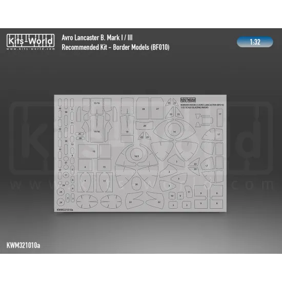 Kits World Kwm32-1010 1/32 Mask For Avro Lancaster B Mk.i/Iii Canopy/Wheels For Border Models Bf-010