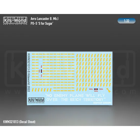 Kits World Kwm32-1013 1/32 Mask For Avro Lancaster B Mk.i/Iii Po-s S For Sugar
