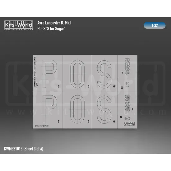 Kits World Kwm32-1013 1/32 Mask For Avro Lancaster B Mk.i/Iii Po-s S For Sugar