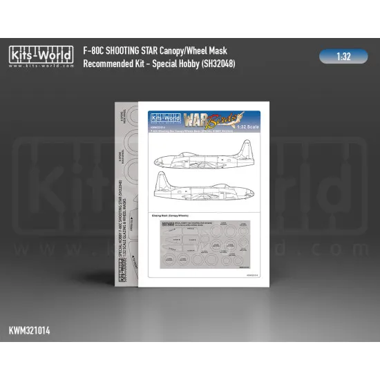 Kits World Kwm32-1014 1/32 Mask For F80c Shooting Star Outside Canopy/Wheels For Special Hobby Sh32048