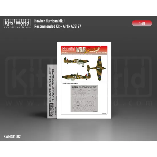 Kits World Kwm48-1002 1/48 Mask For Hawker Hurricane Mk.1 Canopy/Wheels For Airfix A05127a Kits World Kwm48-1002 1/48 Mask For Hawker Hurricane Mk.1 Canopy/Wheels For Airfix A05127a