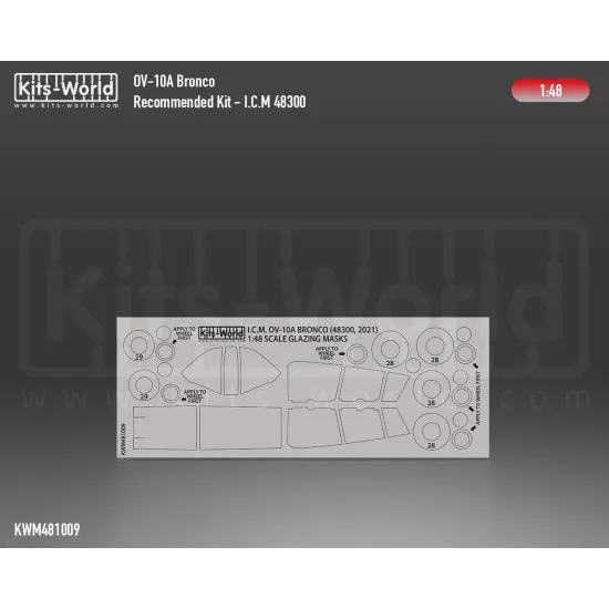 Kits World Kwm48-1009 1/48 Mask For Ov10 Bronco Canopy/Wheels Mask For Icm 48300