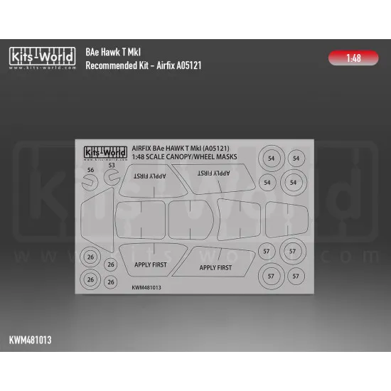 Kits World Kwm48-1013 1/48 Canopy And Wheel Mask For Bae Hawk T Mki