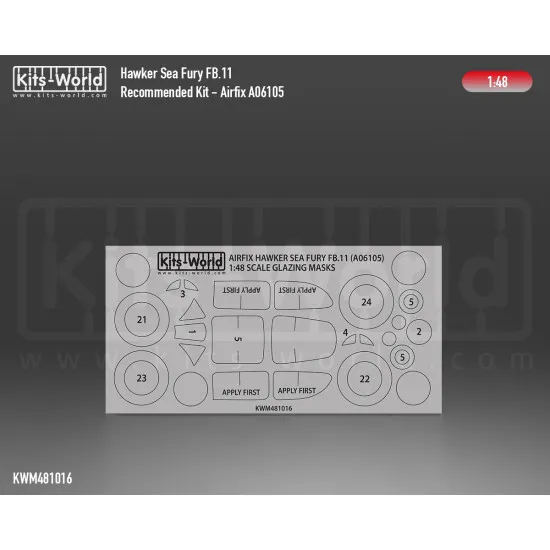 Kits World Kwm48-1016 1/48 Mask Hawker Sea Fury Fb.11 Canopy/Wheel Airfix A06105