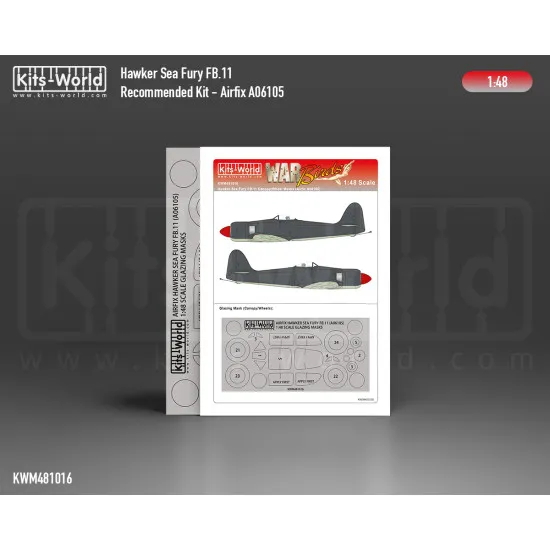 Kits World Kwm48-1016 1/48 Mask Hawker Sea Fury Fb.11 Canopy/Wheel Airfix A06105
